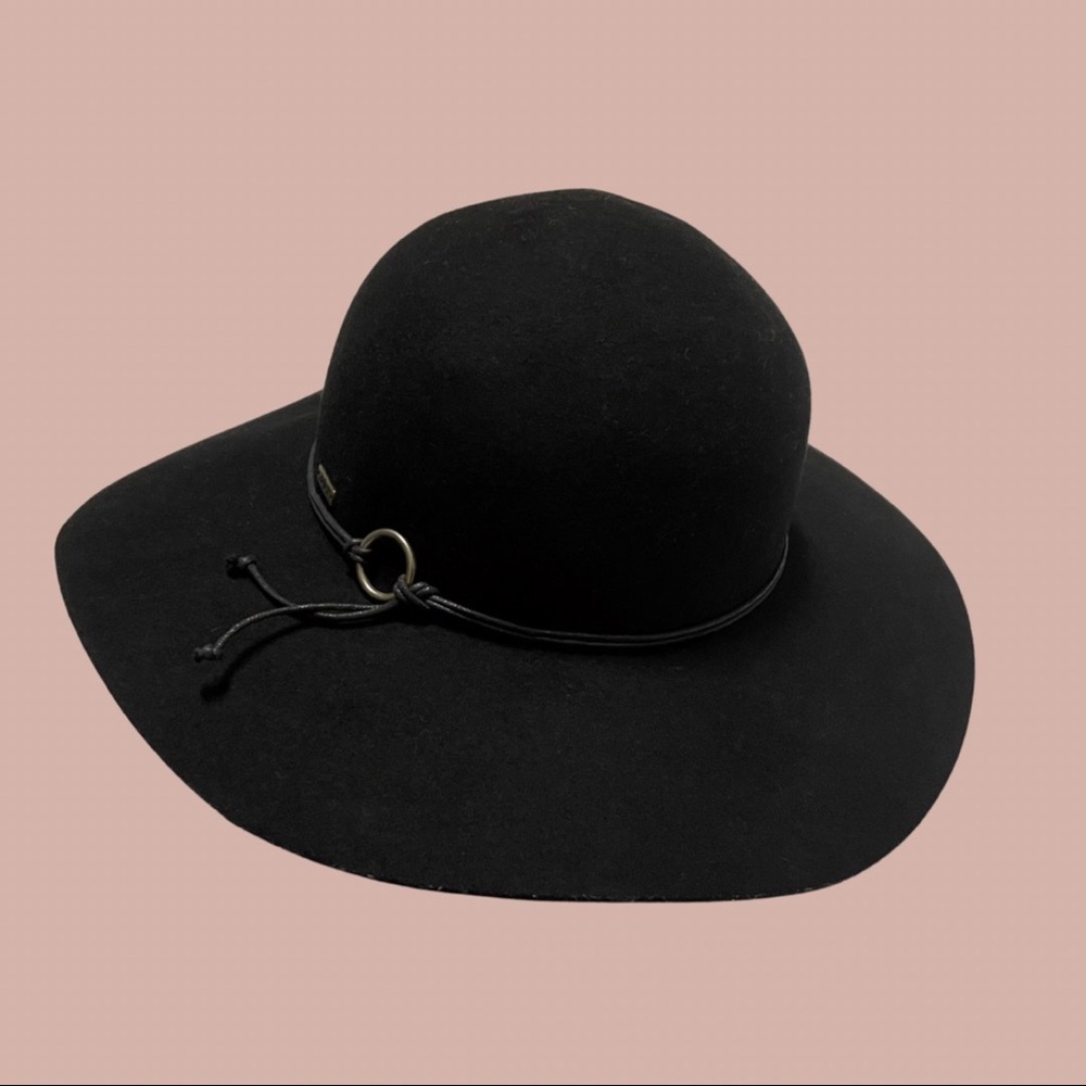 100% Wool Black Winter Floppy Hat